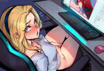  1boy 2_girls ai_generated blush caught_masturbating chair computer exodia_girl fellatio fingering fingering_self gaming_chair katarina_du_couteau league_of_legends looking_at_viewer luxanna_crownguard male monitor panicking pussy riot_games sister waifu watching_porn watching_sex 