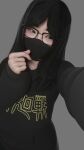 1girl 1girls 2025 3d 3d_(artwork) 3d_art 3d_artwork 3d_model alternate_version_available art black_french_tip black_hair choker clothed clothed_female covered_face cropped_legs digital_art digital_artwork_(media) digital_media digital_media_(artwork) eunji_(mslewd) eyeglasses eyewear face_mask female_only french_tip green_eyes grey_background hoodie image_set long_hair loodiverse looking_away mslewd mslewd_(artist) nail_polish original original_character oversized_clothes painted_nails pants shy shy_female simple_background tagme upper_body