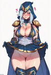  1girl 1girl 2026 ai_assisted ai_generated ashe_(league_of_legends) big_breasts biting_lip biting_own_lip clothed exodia_girl league_of_legends pussy riot_games skirt skirt_lift smile solo_female teasing teasing_viewer waifu 