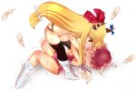 2girls dei_shirou female hat horns ibuki_suika kiss kissing long_hair multiple_girls mystia_lorelei orenji_zerii short_hair suika_ibuki touhou wings yuri