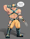 1boy 2025 alternate_version_at_source alternate_version_available body_hair hairy hairy_male hand_behind_head male marvel marvel_comics mutant_(marvel) pip_kinn skimpy solo_male speech_bubble wolverine_(x-men) x-men yaoi