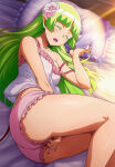  ai_generated artist_request bare_thighs big_breasts big_breasts blush closed_eyes demon_girl demon_horns female_masturbation fingering green_hair horn horns huge_breasts huge_thighs light-skinned_female light_skin long_hair mairimashita!_iruma-kun pajamas solo_female squatting sweat sweatdrop thick_body thick_female thick_thighs thighs valac_clara voluptuous voluptuous_female 