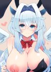 1girl argyro_silver_dragon_girl breasts bunny_girl bunnysuit dragon_girl long_hair looking_at_viewer monster monster_girl monster_musume_td smile