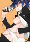  androgynous atlus blue_eyes blue_hair breasts cabbie_hat furo_q ghost-q gun hat megami_tensei nipples panties persona persona_4 reverse_trap shirogane_naoto short_hair tomboy underwear weapon 