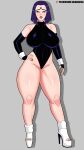 arella_roth coldarsenal comic_book_milf dc_comics forehead_jewel huge_breasts human milf pale-skinned_female pale_skin purple_eyes purple_hair teen_titans thick_thighs