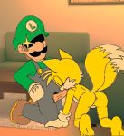 ass canine feet fox human interspecies luigi male/male mario_bros miles_"tails"_prower mobian_(species) nintendo oral sega suck super_mario_bros. tails video_games yaoi