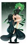  ass ass_grab big_ass big_breasts breasts dat_ass female fubuki_(one-punch_man) green_eyes green_hair incest looking_back looking_down one-punch_man sisters smothering_ass sonson-sensei tatsumaki yuri 