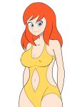 april_o'neil big_breasts bikini blue_eyes breasts eyebrows long_hair navel nipples_through_clothes one-piece_swimsuit orange_hair redhead swimsuit teenage_mutant_ninja_turtles tmnt_2012