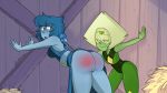 2_girls 2girls ass blushmallet female_only lapis_lazuli lapis_lazuli_(steven_universe) peridot peridot_(steven_universe) pussy spanking steven_universe yuri