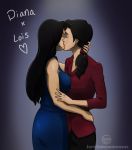 2_girls art black_hair blue_dress closed_eyes dc dc_comics dc_universe dcamu dcau diana_prince dress glasses hugging jarofawesomeness jarofawesomeness_(artist) justice_league:_throne_of_atlantis kissing lois_lane long_hair love multiple_girls mutual_yuri neck ponytail sleeveless sleeveless_dress standing superman_(series) wonder_woman wonder_woman_(series) yuri