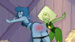 2_girls 2girls ass blushmallet cartoon_network female_only lapis_lazuli lapis_lazuli_(steven_universe) panties_pulled_down peridot peridot_(steven_universe) pussy spanking steven_universe yuri