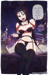  1girl beckoning big_breasts blue_eyes detached_sleeves fangs female garter_belt garter_straps goth hanna-barbera hex_girls kajinman looking_at_viewer necklace scooby-doo solo stockings thorn_(hex_girls) underwear 