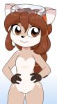 1girl alfa995 animal_ears brown_eyes brown_hair cute dancing doe_(alfa995) furry gif long_hair looking_at_viewer nude smile