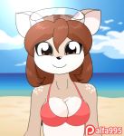 2_girls alfa995 animal_ears beach bikini bikini_top blue_eyes blush breasts brown_eyes brown_hair cute doe_(alfa995) furry gif glasses looking_at_viewer multiple_girls nipples ocean short_hair smile