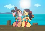 beach big_ass bikini dat_ass deviantart ellissummer katie_(tdi) kitty_(the_ridonculous_race) looking_back mother-of-trolls pink_bikini plump_ass red_bikini selfpic sitting smile the_ridonculous_race total_drama_island