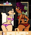  asian asian_female bathroom big_breasts big_hips black_eyes black_girl black_hair breast_press breasts breasts_press cartoon_network dark-skinned_female dat_ass deviantart ellissummer heather_(tdi) hourglass_figure mother-of-trolls navel panties pink_bra purple_hair red_bra sierra_(tdi) sink thick_ass thick_legs thick_thighs total_drama_island 