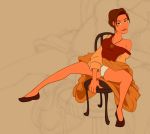  clothed disney dress dress_lift milf panties sarah_hawkins spread_legs treasure_planet 