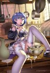  10s 1girl artist_name blue_eyes blue_hair bowl detached_sleeves egg erotibot frilled_sleeves frills frying_pan hair_ornament kitchen licking maid maid_headdress matching_hair/eyes mixing_bowl open_mouth panties pantyshot pink_ribbon pot re:zero_kara_hajimeru_isekai_seikatsu rem_(re:zero) ribbon sexually_suggestive stockings underwear whisk white_legwear white_panties x_hair_ornament 