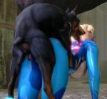 1girl 3d all_fours arched_back areolae artist_request beastiality blonde_hair breasts breasts_outside dog doggystyle knotted large_breasts metroid nintendo open_mouth samus_aran sex thighs tongue tongue_out torn_clothes torn_zero_suit zero_suit