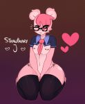 1girl 2016 anthro bear clothing eyewear fur furry girly glasses hair high_res male mammal nipples panties piercing somescrub strawbeary_j underwear wide_hips