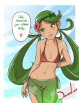 bikini dazol mallow mallow_(pokemon) mao_(pokemon) pokemon pokemon_(game) pokemon_sm red_bikini sarong see-through swimsuit