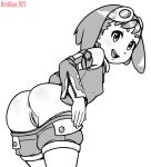 1girl aero anus ass cute looking_at_viewer looking_back pussy revtilian rockman short_hair smile