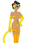  alternate_species bare_shoulders black_hair breasts catgirl chicha dark-skinned_female disney earrings female_abs female_focus female_only hairband hips lips lipstick married_woman milf navel nekohybrid teeth the_emperor&#039;s_new_groove thighs yellow_fur 