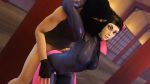  1boy 1girl 3d animated arms_behind_head arms_up black_hair blue_eyes bodysuit buttjob buttjob_over_clothes capcom fingerless_gloves juri_han latex latex_bodysuit mask penis red_eyes ski_mask skin_tight source_filmmaker street_fighter street_fighter_v tin-sfm uncensored unzipped webm zipper 