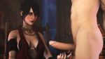 1boy 1girl 3d animated bare_shoulders black_hair center_opening cleavage clothed_female_nude_male cum dragon_age dragon_age_origins ejaculation handjob morrigan morrigan_(dragon_age) nail_polish penis short_hair source_filmmaker testicles tin-sfm webm