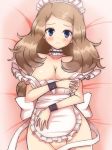 apron big_breasts blush chro_(rulurullu) cover_up covering covering_breasts frown looking_at_viewer maid maid_outfit maid_uniform naked_apron pokemon pokemon_(game) pokemon_xy serena serena_(pokemon) sweatdrop