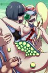  1boy 1girl ahegao areola blonde_hair blue_eyes breasts breasts_outside clothed_sex cum cum_in_pussy furanh hakodate_omiko held_up kill_la_kill nipples open_mouth penis pigtail pussy saliva sex spread_legs teeth tennis_balls testicle thigh_grab thighs tongue tongue_out uncensored vaginal veins veiny_penis 