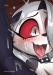 1girl anthro blush cum cum_on_face furry helluva_boss jizoku loona_(vivzmind) open_mouth tongue