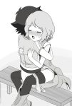 artist_request ash_ketchum ass blush clothes_grab embarrassed grip gripping hugging hugging nose_blush panties panties_around_leg panties_around_leg panties_down pants_down pokemon pokemon_(anime) pokemon_xy satoshi_(pokemon) serena serena_(pokemon) sex short_hair source_request sweatrop