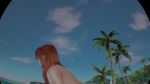 1girl ass beach brown_hair dat_ass dead_or_alive dead_or_alive_xtreme_3 huge_ass kasumi_(doa) long_hair solo swimsuit water webm