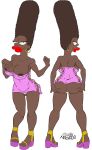 1girl ass big_breasts breasts brown_skin clothes hands_on_ass hands_on_own_ass happy hips josemalvado large_ass large_lips lips looking_at_viewer marge_simpson milf nipples pussy round_ass slut the_simpsons toes white_background whore wide_hips