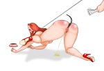 1girl all_fours ass_up big_ass blush collar disney embarrassed green_eyes high_heels humiliation jessica_rabbit leash naked_heels peeing pet puppy_play red_hair red_high_heels spanked who_framed_roger_rabbit