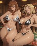 2_girls ai_generated bikini blonde_hair brown_hair cougar female female_only looking_at_viewer mature_female mei_terumi naruto naruto_(classic) naruto_(series) naruto_shippuden qos qos_clothing shounen_jump snowbunny tsunade waifuinvoker
