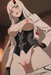 1girl 1girls ai_generated android overwatch pants pants_down presenting_pussy pussy robot robot_girl shion_(overwatch) solo_focus standing white_body