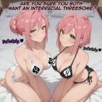  100_kanojo 2_girls bedroom bikini black_bikini dartzai green_eyes hahari_hanazono hair_bun hakari_hanazono hanazono_hahari hanazono_hakari imminent_interracial imminent_threesome kimi_no_koto_ga_dai_dai_dai_dai_daisuki_na_100-nin_no_kanojo looking_at_viewer mature_female milf mother_&amp;_daughter older_female_and_younger_female older_woman_and_teenage_girl pink_hair qos qos_clothing queen_of_spades queen_of_spades_symbol short_hair snowbunny teen teenage_girl the_100_girlfriends_who_really_really_really_really_really_love_you white_bikini 
