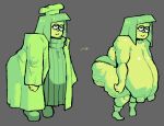 1girl 2026 areola areola bbw big_breasts bob_cut breasts cellulite chef chef_hat chubby chubby_female clothed clothed_female coat deltarune deltarune_chapter_5 green_(deltarune) green_body green_clothing green_eyeshadow green_hair green_nipples green_skin high_res huge_breasts nipples panties short_hair smile socks submarichamomi2 sweater toque_blanche undertale_(series) undressed