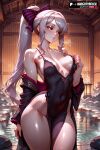  1girl 1girls 2025 ai_assisted ai_generated anime animeprds25 artist_name bare_hips bare_shoulders black_dress bow breasts covered_navel dress grey_hair hair_bow high_quality high_res high_res high_resolution long_hair no_panties off_shoulder onsen overlord overlord_(maruyama) patreon_logo patreon_username pelvic_curtain ponytail red_eyes shalltear_bloodfallen shiny_skin side_slit sidelocks smile stable_diffusion steam thick_thighs water watermark wet wide_hips 