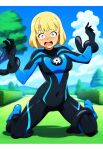 1girl ai_generated blonde_hair bodysuit fantastic_four invisible_woman long_hair marvel sue_storm superheroine symbiote tentacle