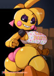  1girl 1girl 4_fingers animatronic anthro ass avian beakless big_ass big_breasts bird black_sclera brachyzoid breasts bubble_butt chicken clothing ear_piercing feathers fingers five_nights_at_freddy's five_nights_at_freddy's_2 galliform glowing glowing_eyes head_feathers head_tuft high_res huge_breasts looking_at_viewer looking_back looking_back_at_viewer machine panties phasianid piercing pink_clothing pink_panties pink_underwear rear_view robot rosy_cheeks scottgames sharp_teeth smile teeth text text_on_clothing text_on_topwear thick_thighs topwear toy_chica_(fnaf) tuft under_boob underwear white_clothing white_eyes white_topwear wide_hips yellow_body yellow_feathers 