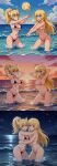 2_girls ai_generated ass beach big_ass big_breasts bikini black_bikini blonde_hair blue_eyes bowsette breasts daylight female_only girl_on_girl hands_behind_head horns hugging looking_at_viewer mario_(series) night nintendo ocean pink_bikini princess_peach slutty_outfit sports sunset super_mario_bros. volleyball water