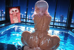 1boy1girl 1girl ai_generated ass cum cum_on_ass cum_on_body curvy curvy_female curvy_figure fire_force hibana_(fire_force) night nude pink_hair pool reverse_cowgirl_position sex tanned_female x-ray