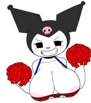 1girls anthro areola_slip bare_shoulders big_breasts black_eyes blush blush_stickers breasts cheerleader cheerleader_outfit cheerleader_uniform choker cleavage cropped_torso digital_media_(artwork) female_only furry furry_female half-closed_eyes hat holding_pom_poms huge_breasts jester jester_cap kuromi looking_at_viewer onegai_my_melody pom_pom_(cheerleading) sanrio savagensfw simple_background skull skull_print smile solo_female teeth upper_body v-shaped_eyebrows white_background white_fur