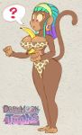 1girl 2017 anthro ass banana big_ass big_breasts blu3danny breasts darkmoontoons ear_piercing food fruit furry high_res mammal monkey nipple_bulge piercing primate suggestive wide_hips