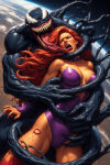 1girl ai_generated alien_girl dc_comics earth grabbing_from_behind heroine_in_trouble long_hair marvel older older_female red_hair space spider-man_(series) starfire superheroine symbiote teen_titans tentacle venom young_adult young_adult_female young_adult_woman