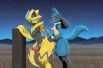  3_fingers absurd_res ai_generated anal anal_penetration animal_genitalia animal_penis anthro anthro_on_anthro anthro_penetrated anthro_penetrating anthro_penetrating_anthro ass balls big_balls big_ears big_penis big_tail biped black_body black_markings blue_body blue_eyes blue_fur blush blush_lines bodily_fluids canine_genitalia canine_penis cum cum_in_ass cum_inside cum_on_body cum_on_butt cum_on_penis duo fangs fingers fluffy_(artist) fluffy_tail fur generation_4_pokemon generation_7_pokemon genital_fluids genitals grass hand_on_butt high_res huge_balls huge_penis knot legendary_pokemon looking_at_another looking_at_partner lucario male male/male male_penetrated male_penetrating male_penetrating_male markings mouth_closed multicolored_body night nintendo open_mouth open_smile outside_sex paws penetration penile penile_penetration penile_spines penis penis_in_ass plains plant pokemon pokemon_(species) red_eyes sex sheath smile smiling_at_another smiling_at_partner snout spikes spikes_(anatomy) standing standing_sex star tail tan_body tan_fur teeth whiskers yellow_body yellow_fur yiff_ai_(director) zeraora 