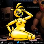 1girl animatronic animatronic_female beakless chicken chicken_girl five_nights_at_freddy's five_nights_at_freddy's_2 fnaf notmrsiren phasianid robot robot_girl scottgames toy_chica_(fnaf) yellow yellow_skin 